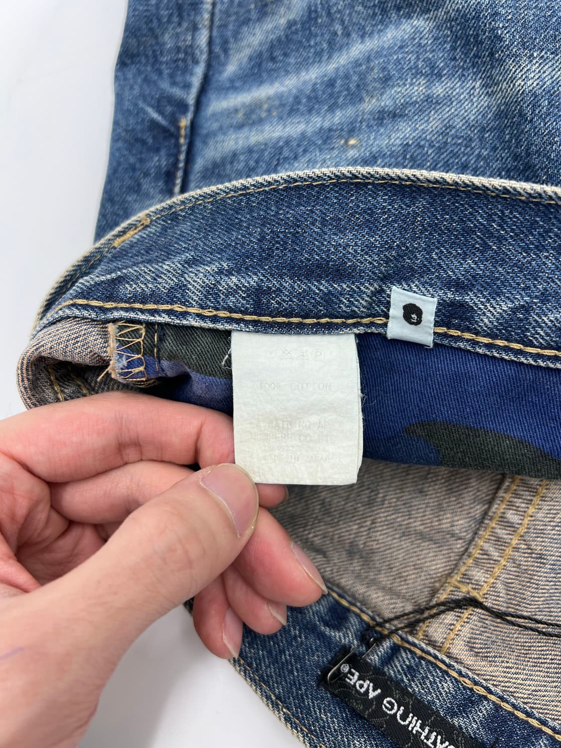 베이프 og 로고 데님숏츠 상품이미지5