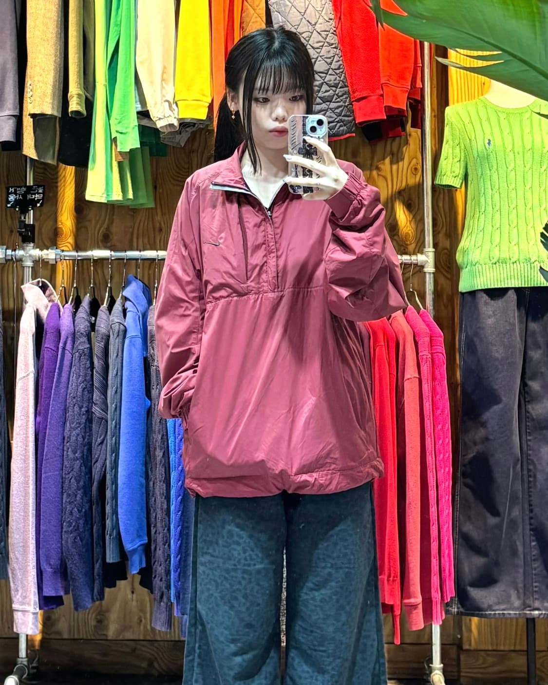 M 나이키 스우시 딥버건디 나일론 아노락 상품이미지1