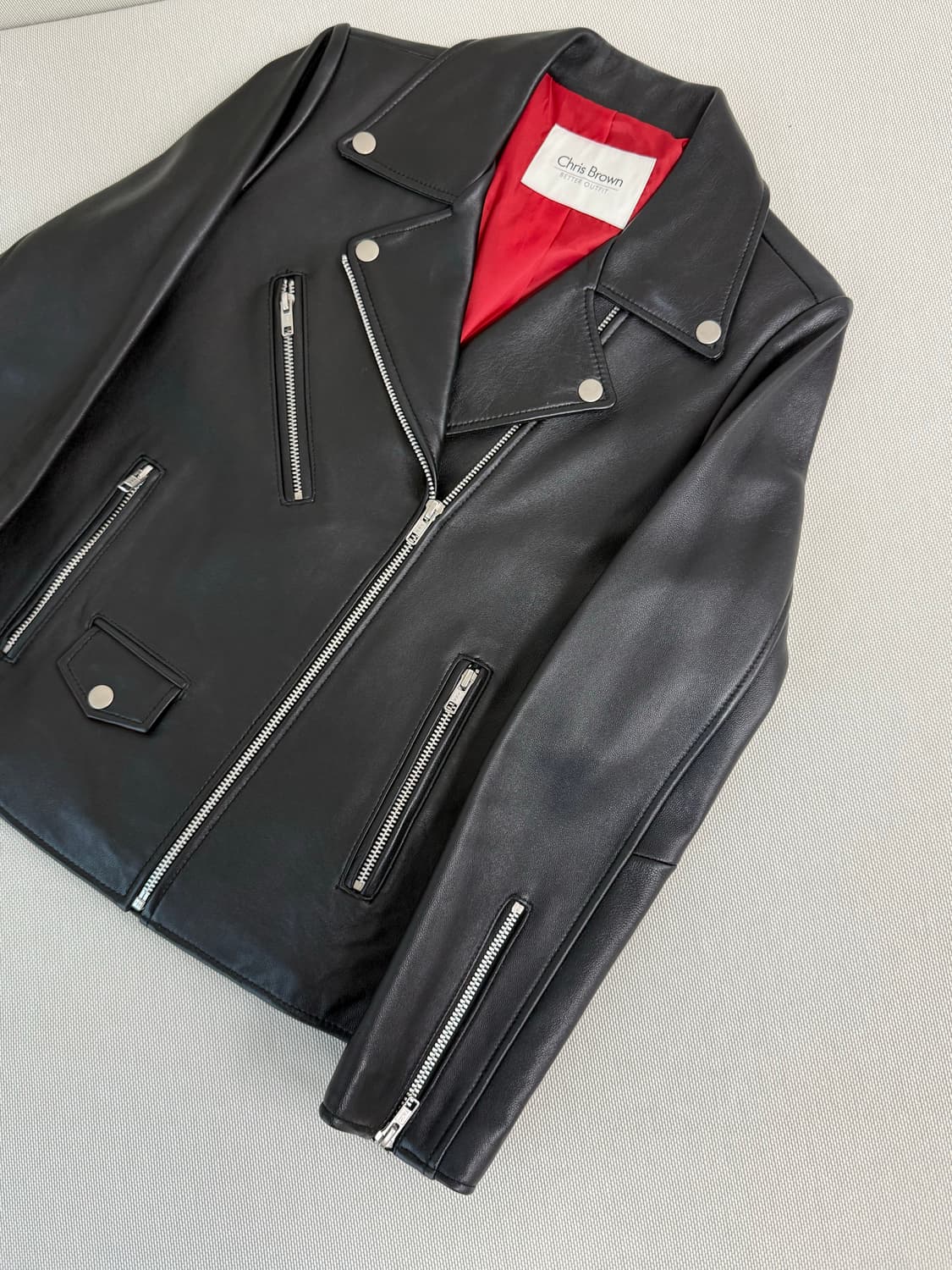 Chris Brown 천연양가죽 라이더 자켓 상품이미지2