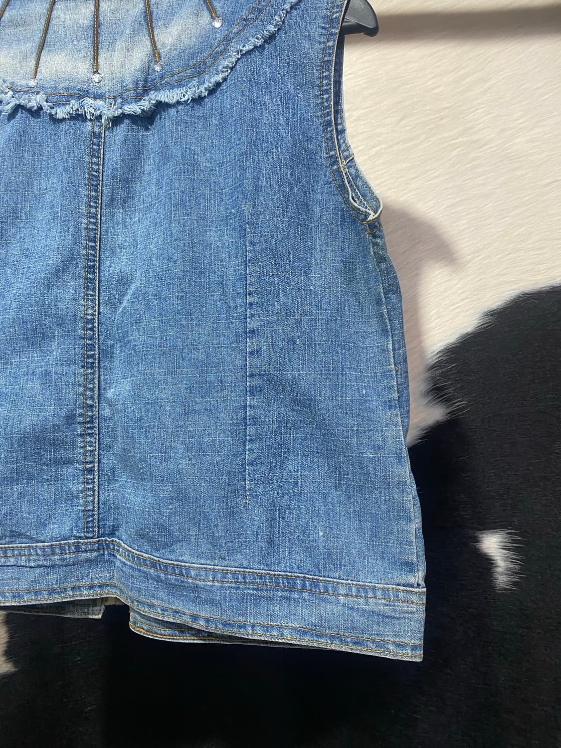 Japanese vtg 큐빅 디테일 그런지 데님 베스트 상품이미지8