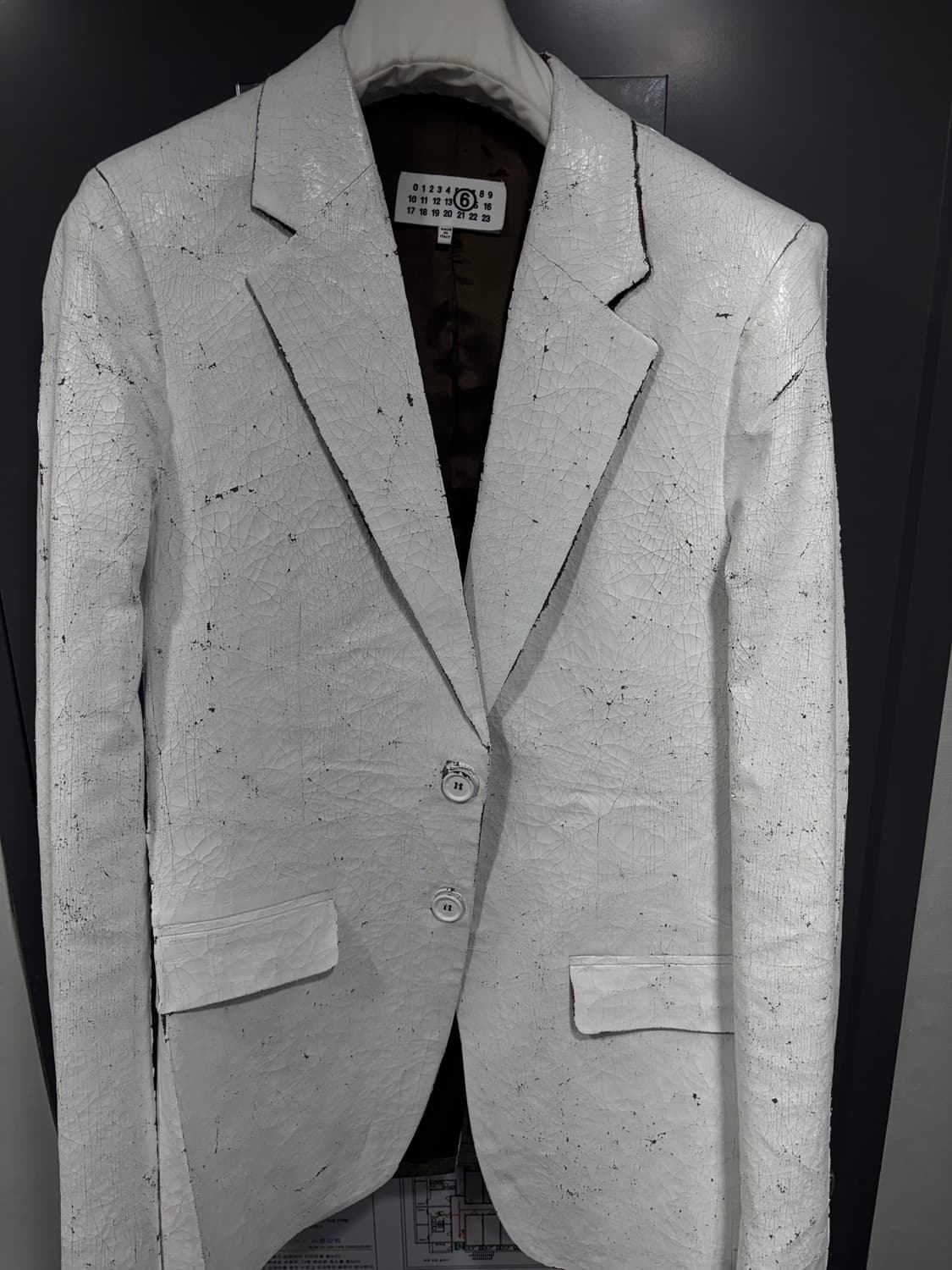 [IT46] mm6 margiela 화이트 페인티드 자켓 상품이미지3