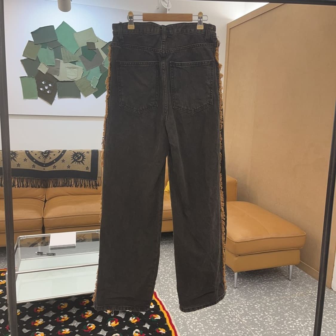 빈티지 테슬 라인 디테일 흑청 와이드 데님 팬츠 28인치 C06428 상품이미지4