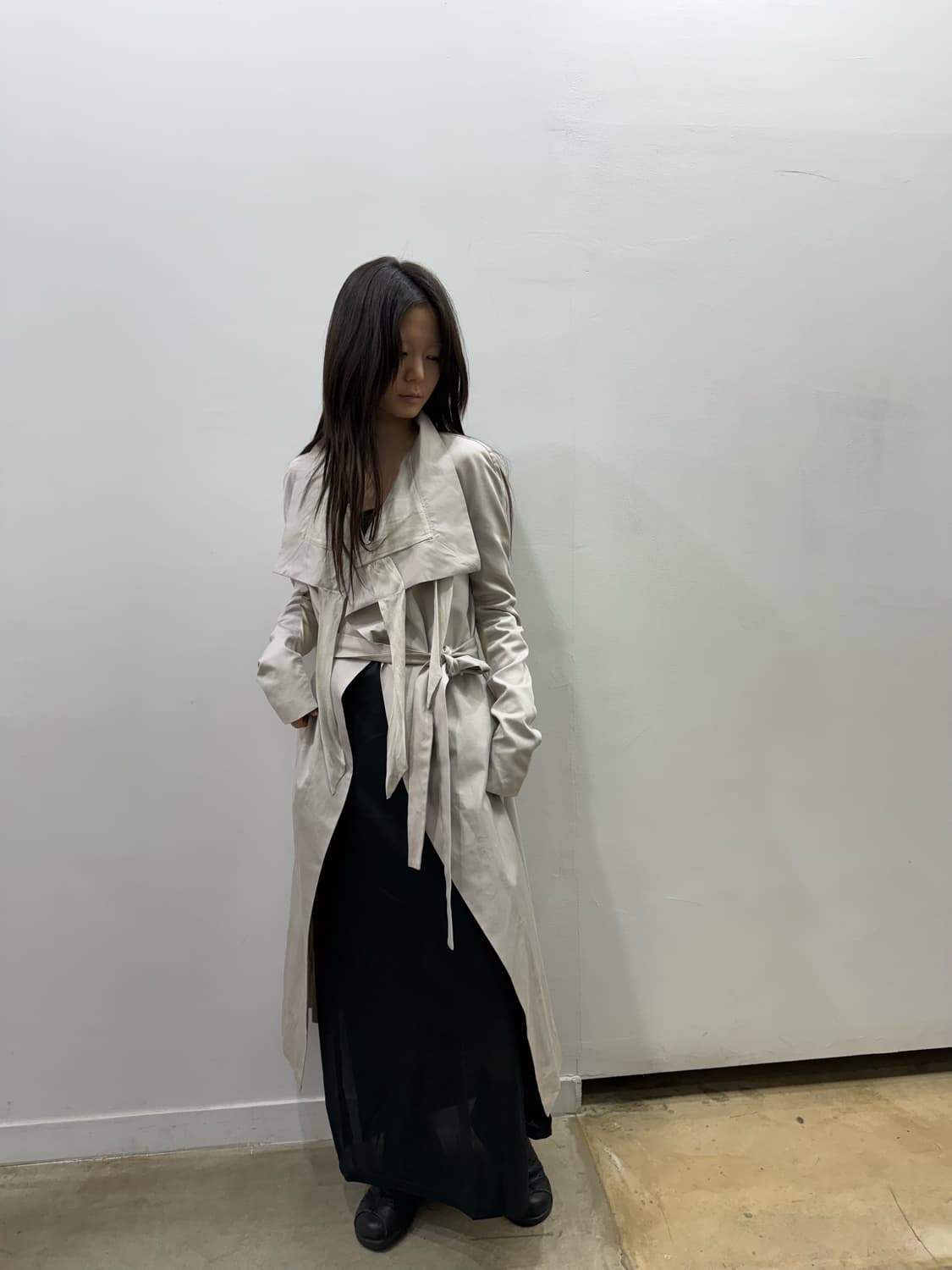 릭 오웬스 실크 오픈 트렌치 롱 코트 상품이미지4