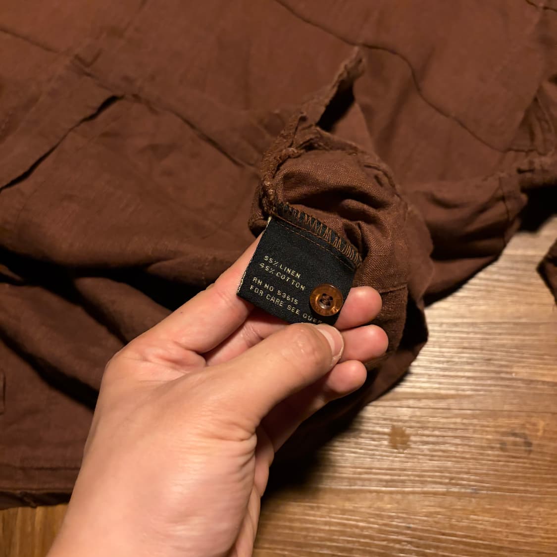 90s Japanese Brown linen textured shirt 상품이미지5