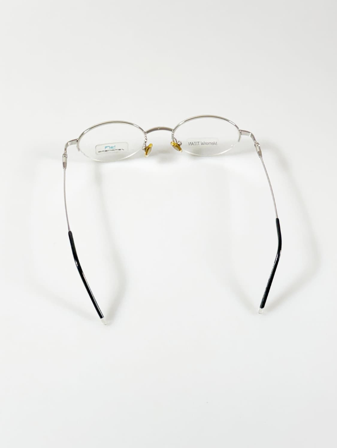 SEMONEMO 실버 메탈 티타늄 오벌 반무테 빈티지 안경 상품이미지5