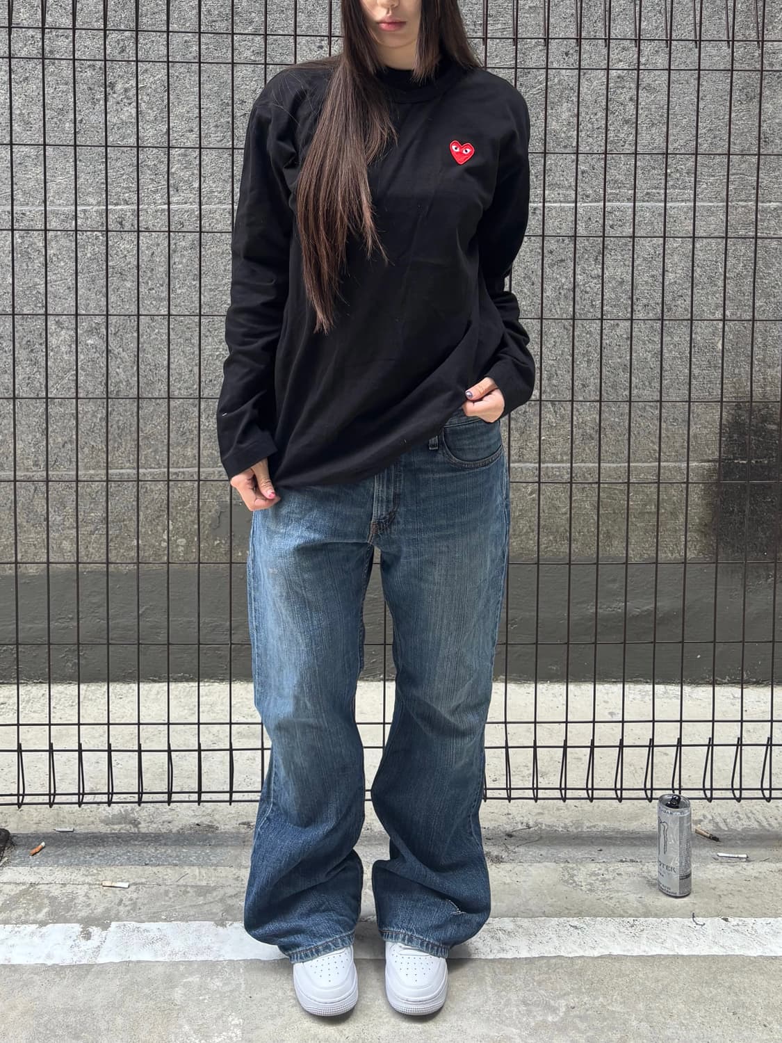 꼼데가르송 플레이 블랙 하트 긴팔티 상품이미지5