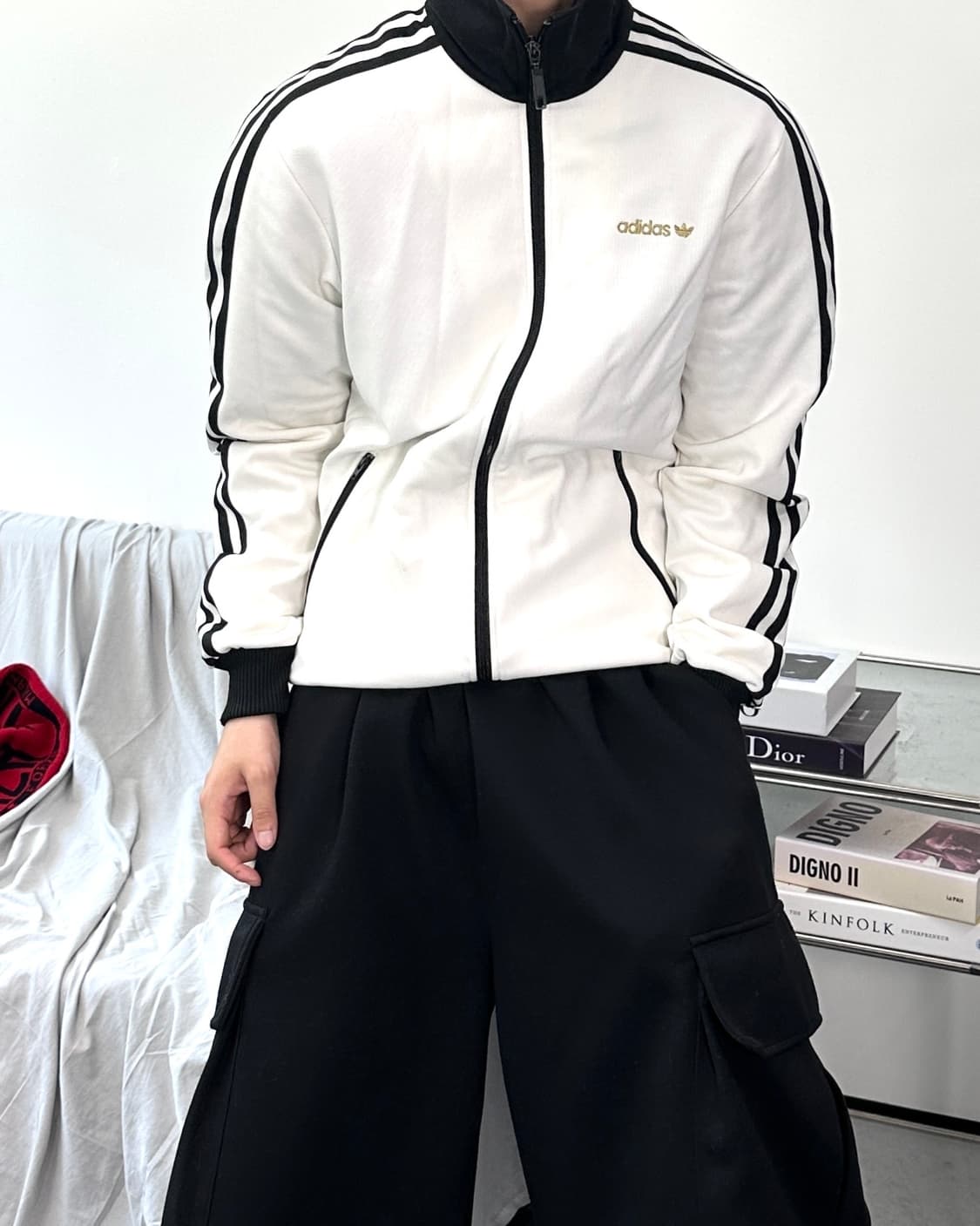 아디다스 00s 블랙 화이트 베켄바우어 트랙탑 져지 M 상품이미지2