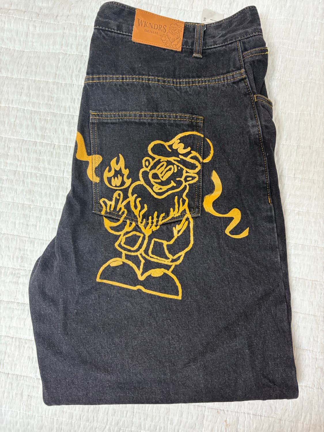 위캔더스 드워프 와이드 데님 팬츠XL 블랙 상품이미지2