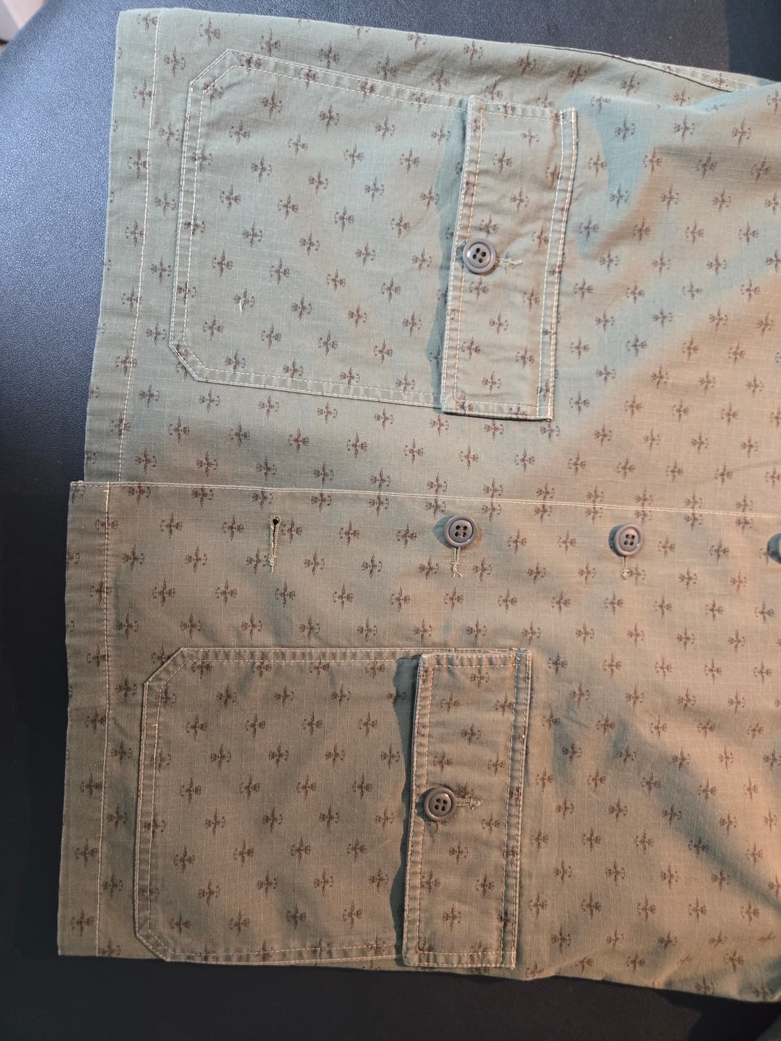 RRL 에반튼슨 프린트 반팔 올리브 셔츠 상품이미지3