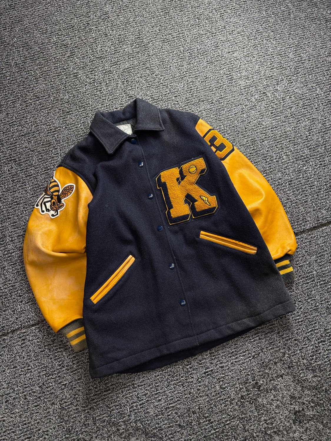 USA 빈티지 레더 에이징 모직 바시티 자켓 (상태 하) 2860 상품이미지1