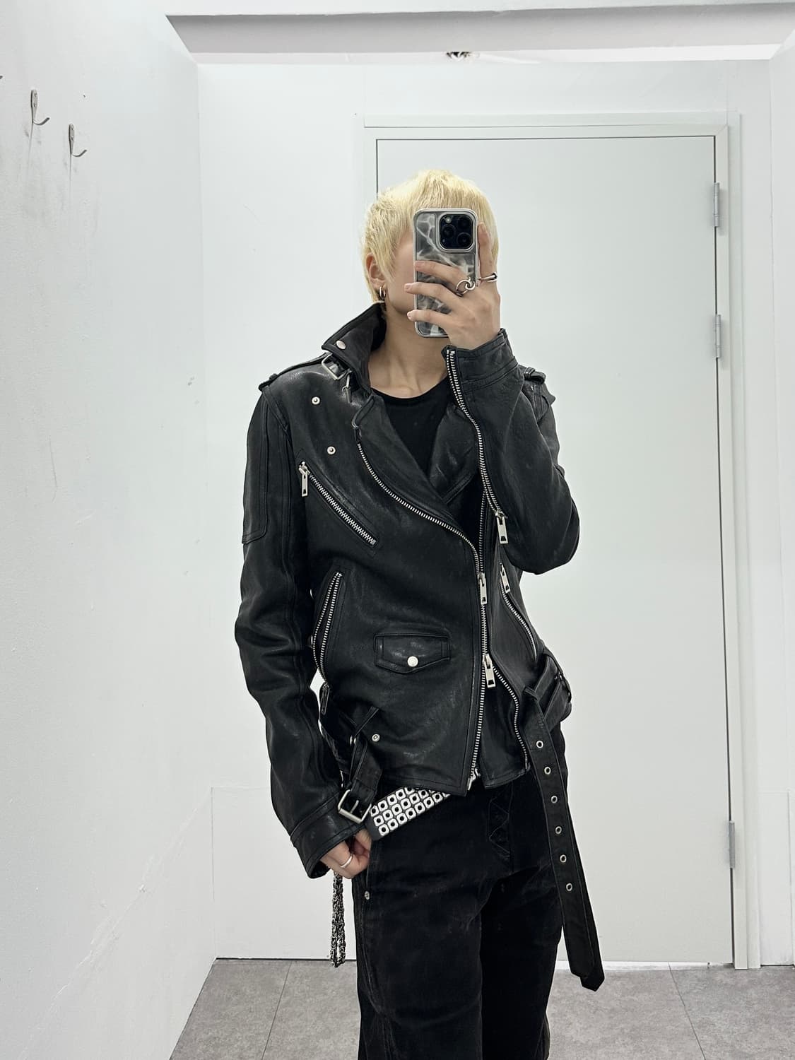 Sheepskin belted 2way leather jacket 상품이미지4