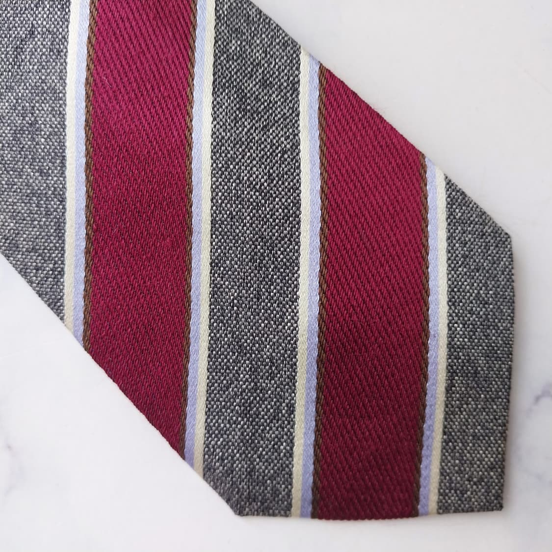TIME 타임 실크 와인 스트라이프 넥타이 7.8cm A+등급 K2525 상품이미지6