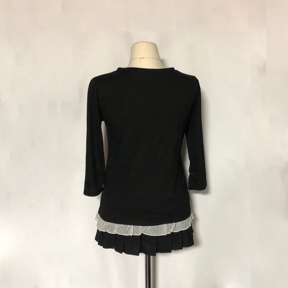 스트라이프 블라우스 탑 블랙 상품이미지6