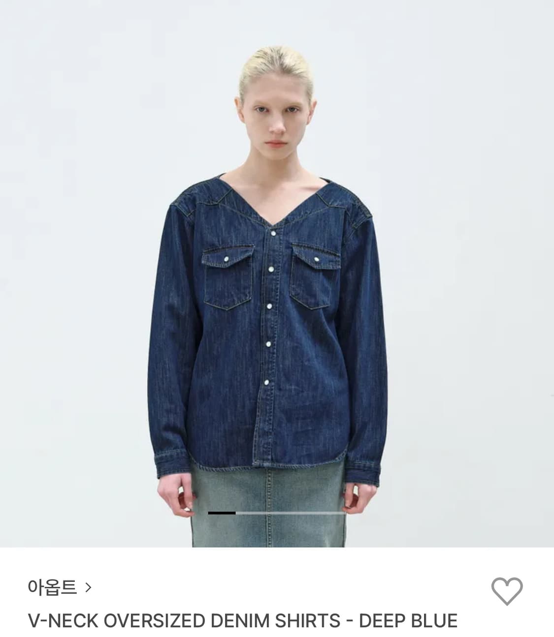 아옵트 V-NECK OVERSIZED DENIM SHIRTS 상품이미지1