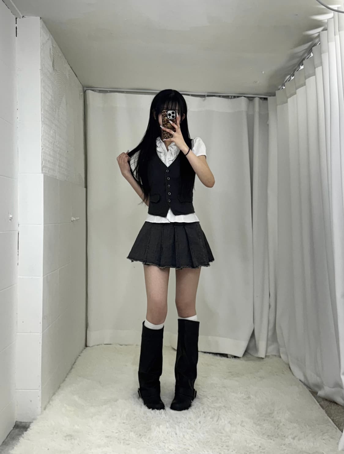 무채색 니혼진 사와코깔 딱붙 코디세트 상품이미지3