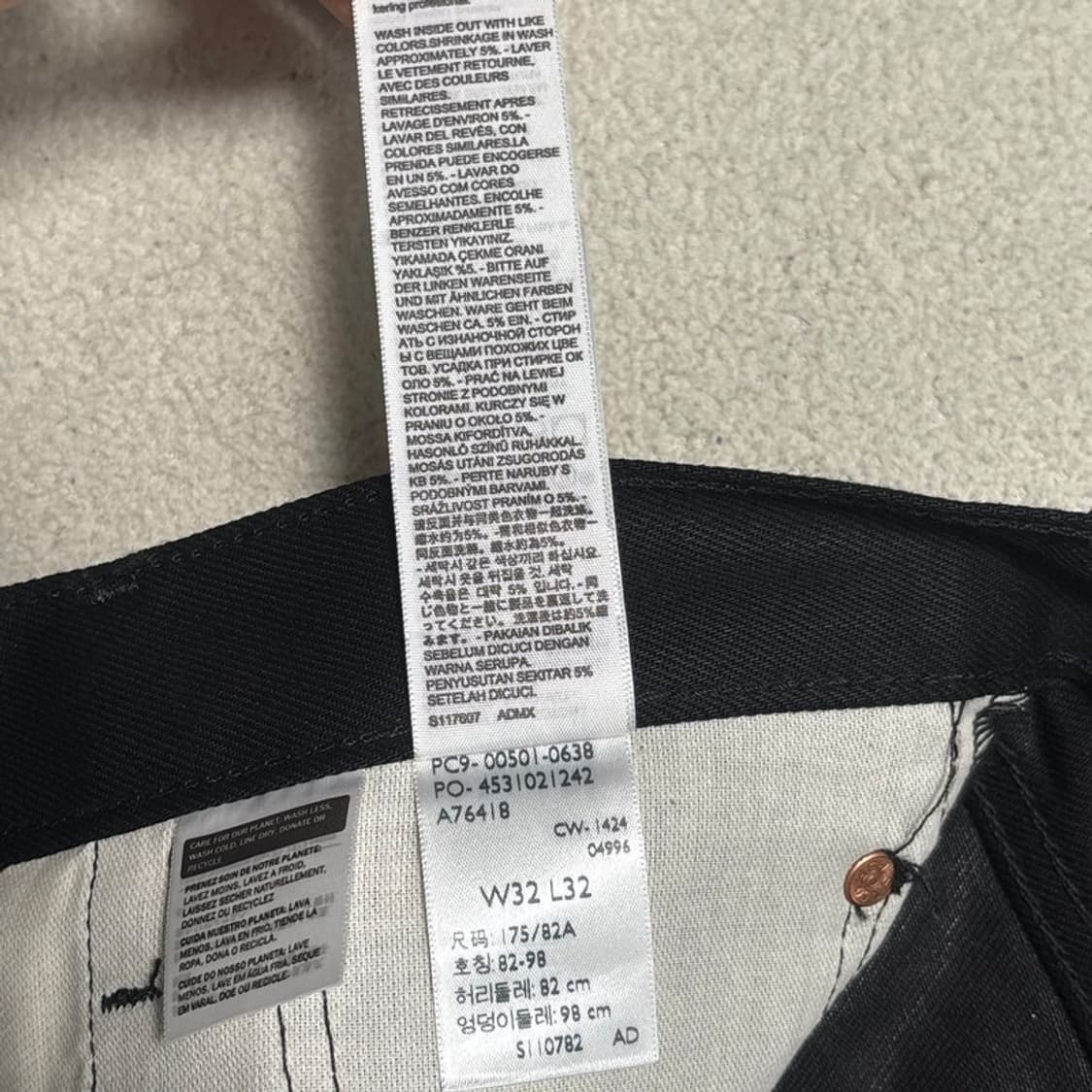LEVI'S 501 블랙 데님 팬츠 버튼 플라이 32 | 32 상품이미지7
