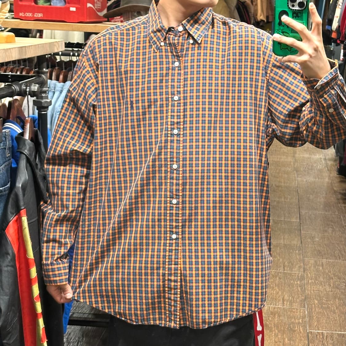 [HI] 폴로 랄프로렌 셔츠 체크오렌지 상품이미지1
