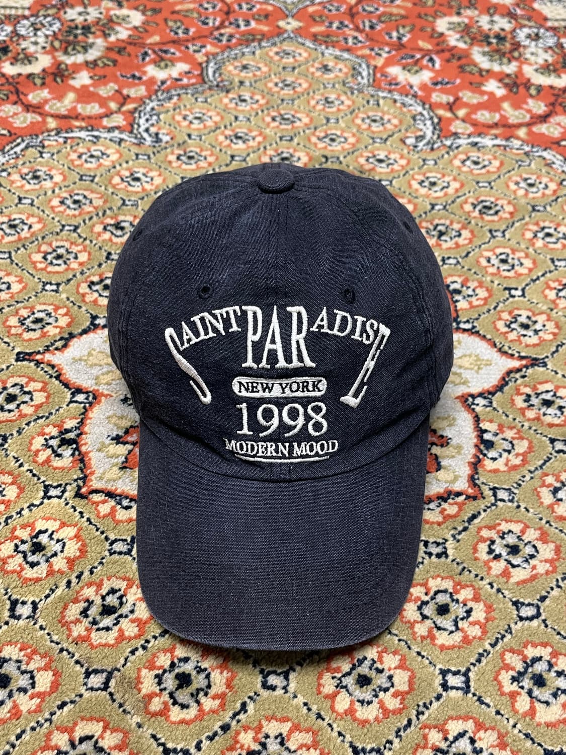 [FREE] 빈티지 자수 로고 볼캡 블랙 상품이미지1