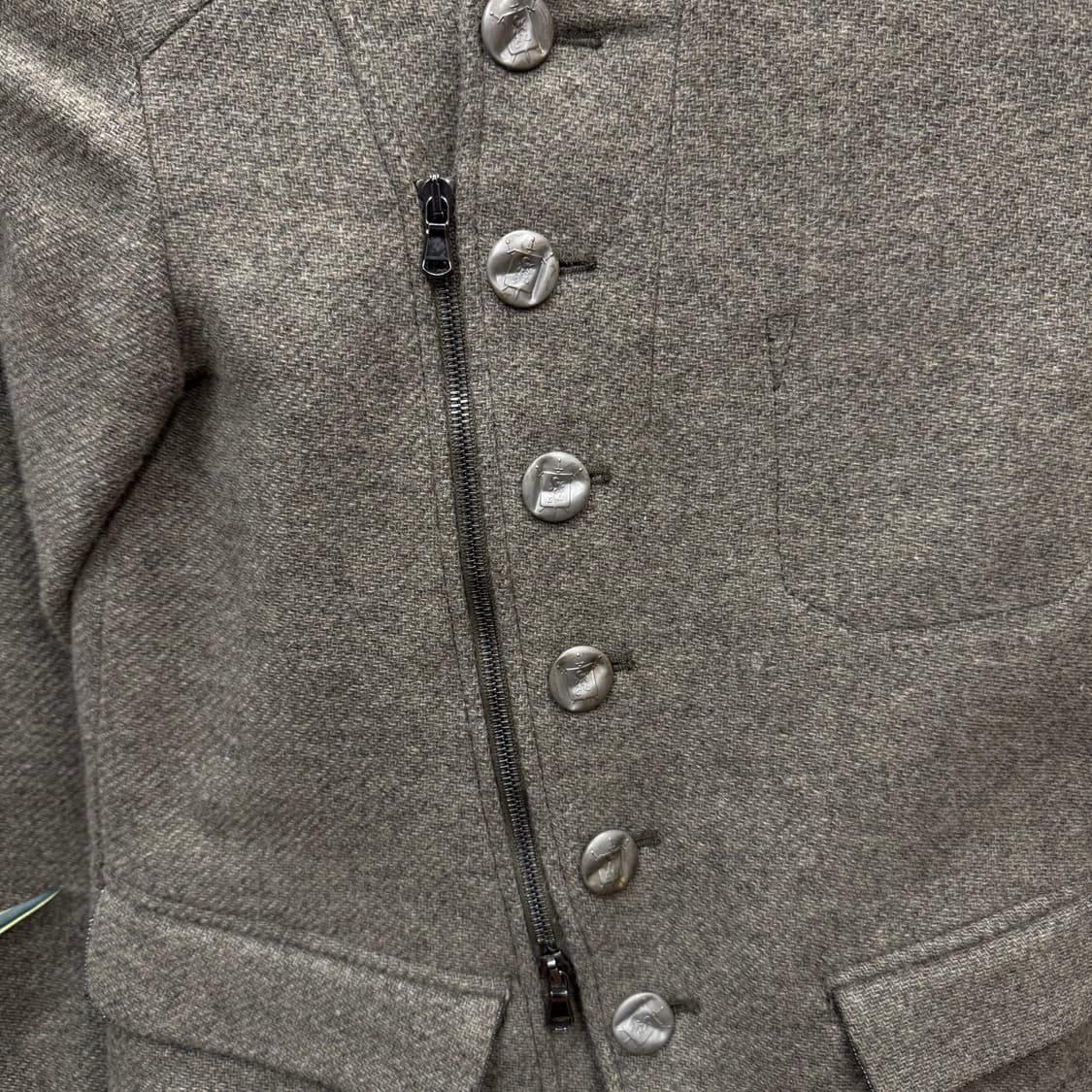 디젤 블랙 골드 울 밀리터리 숏 자켓 언밸런스 지퍼 디테일 베이지 상품이미지5