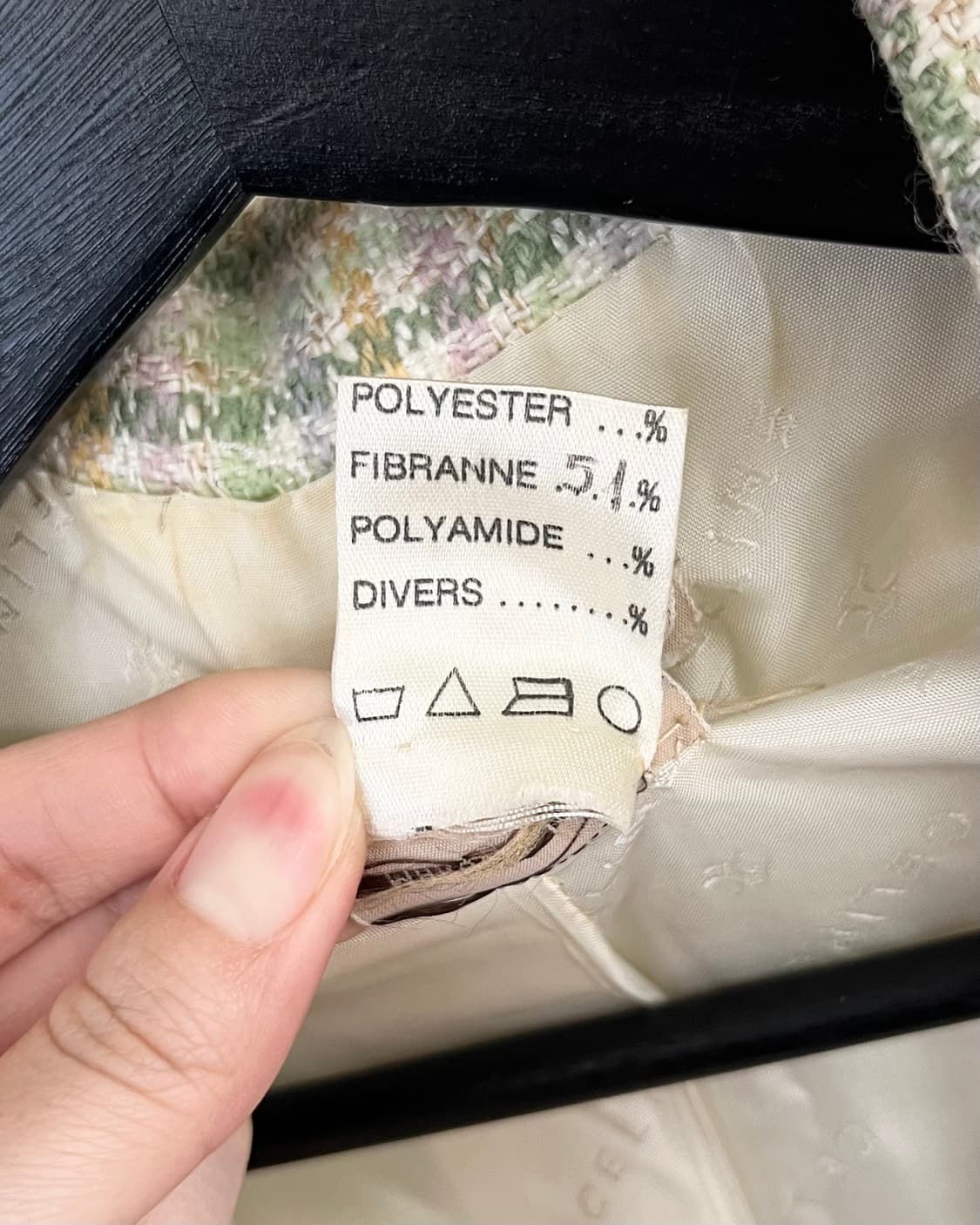 셀린느 그린 체크드 울 투버튼 노치 칼라 자켓 상품이미지8