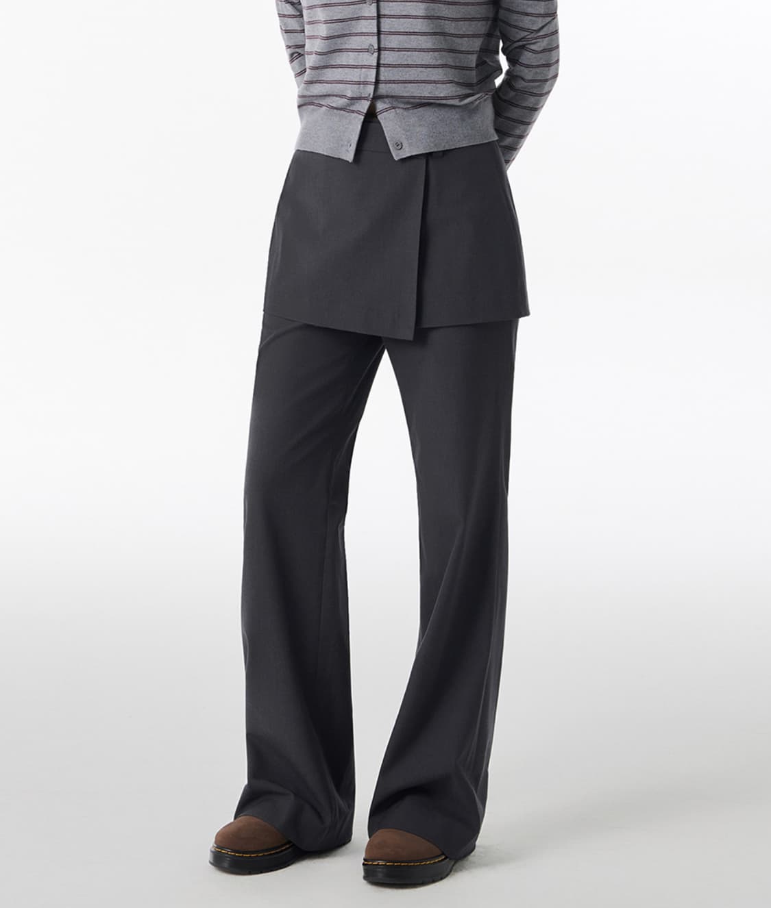 무신사 스탠다드 우먼즈 랩 스커트 레이어드 슬랙스 [그레이] 상품이미지1