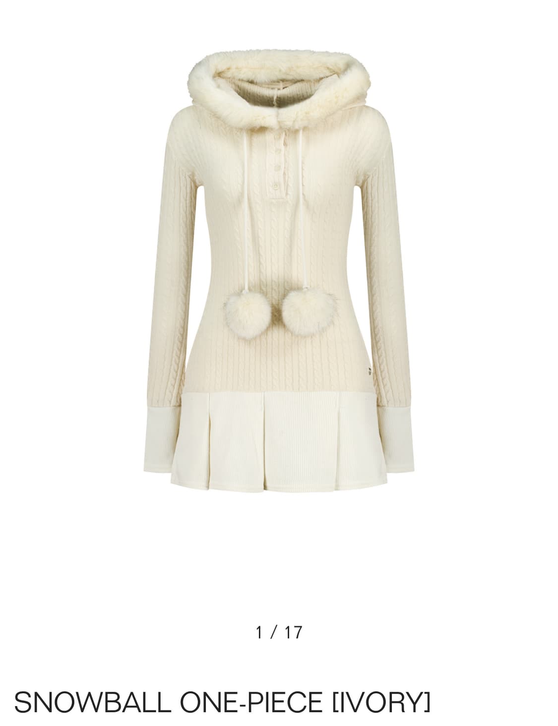 Forusring 포어링 스노우볼 원피스 아이보리 M사이즈 상품이미지1