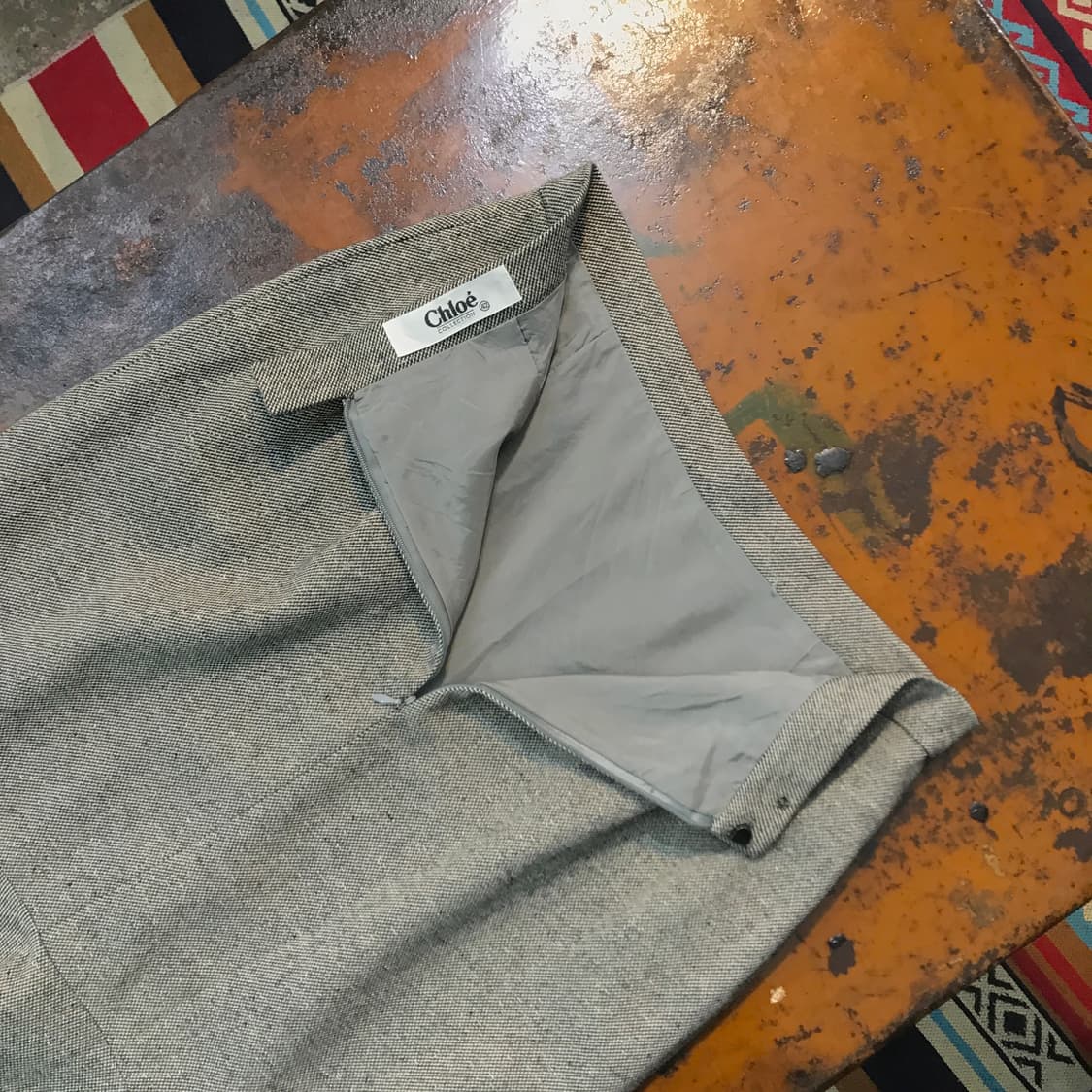 90s chloe 끌로에 H라인 보카시 울 머메이드 스커트 허리 27  상품이미지3