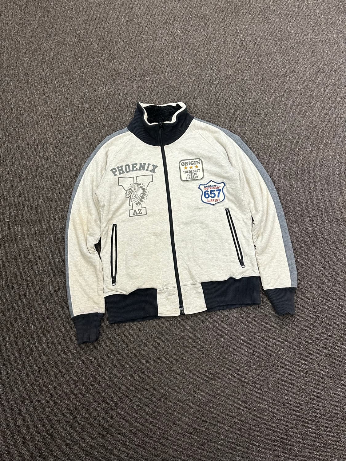 M)Japanese vintage 여성 패치 자수 플리스 집업 상품이미지2