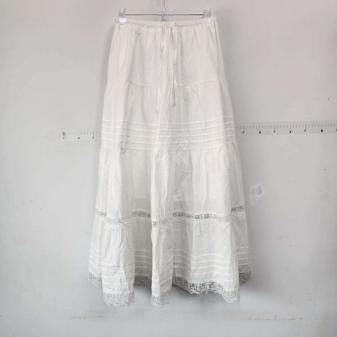 레이스 캉캉 롱 스커트 화이트 상품이미지1
