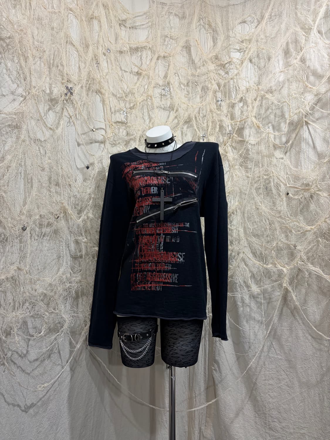 punk zipper blood Layered long sleeve 상품이미지1