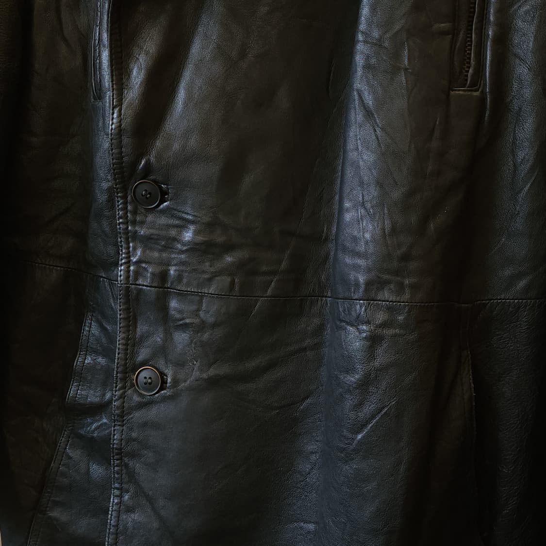 90s 프랑스 빈티지 가죽자켓 빈티지 바이커 레더자켓 블랙 50 상품이미지6