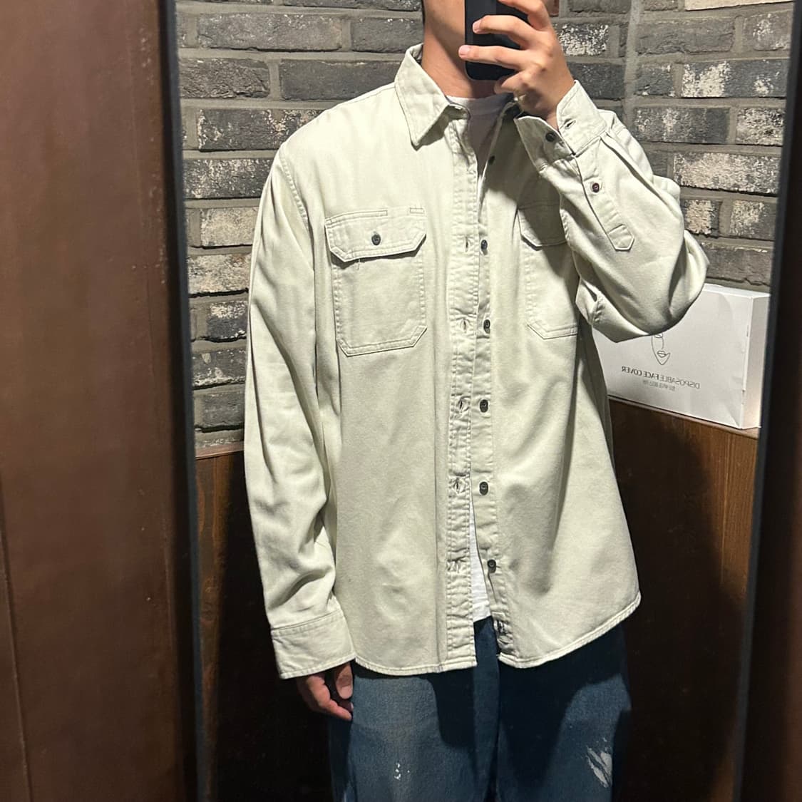 L) Wrangler 랭글러 투포켓 워크웨어 코튼 셔츠 크림 아이보리 상품이미지7