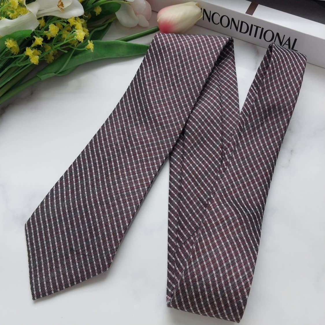 캘빈클라인 실크&비스코스 체크 슬림 넥타이 7.5cm A+등급 K883
 상품이미지5