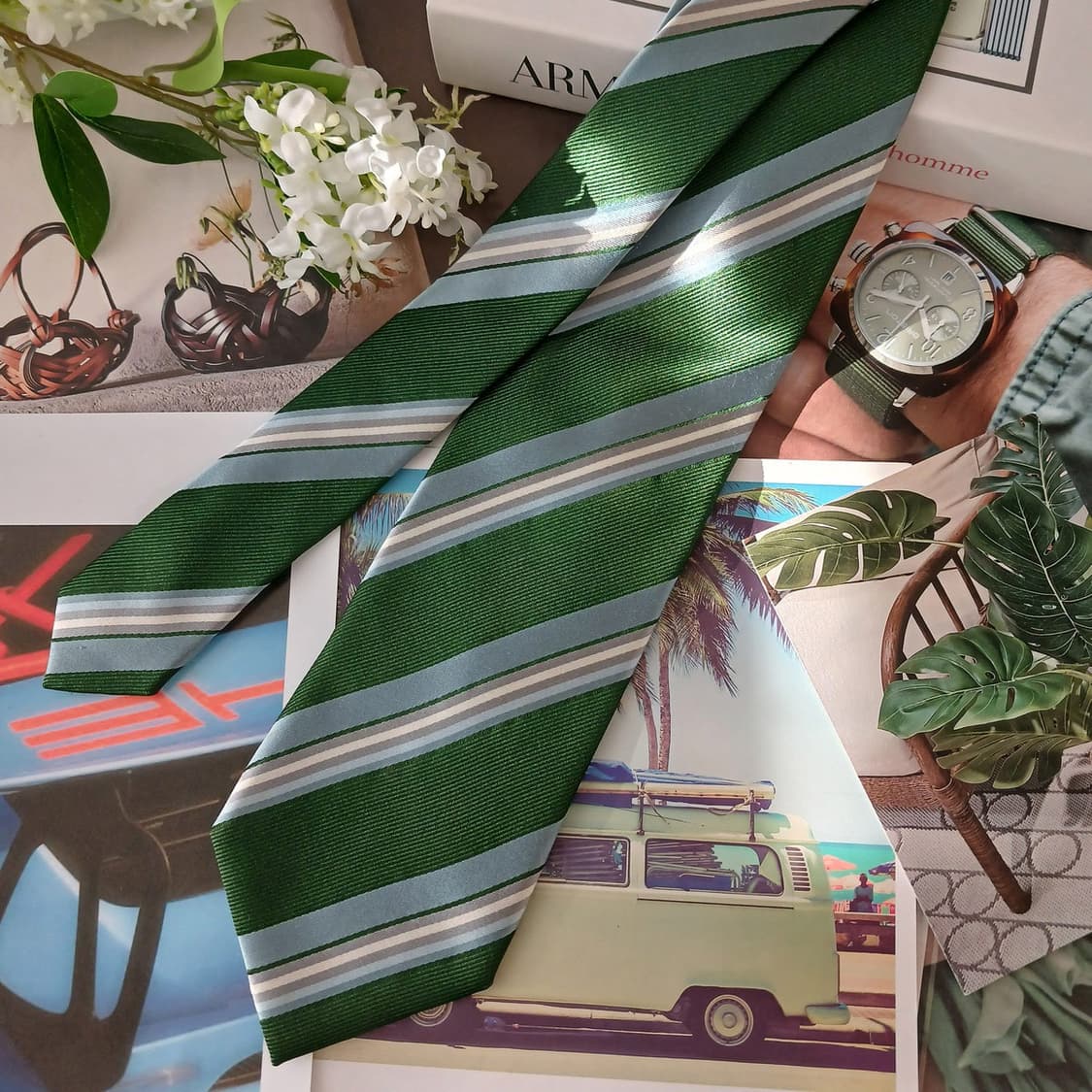 조르지오아르마니 실크 스트라이프 넥타이 9.6cm A+~A등급A19175 상품이미지3