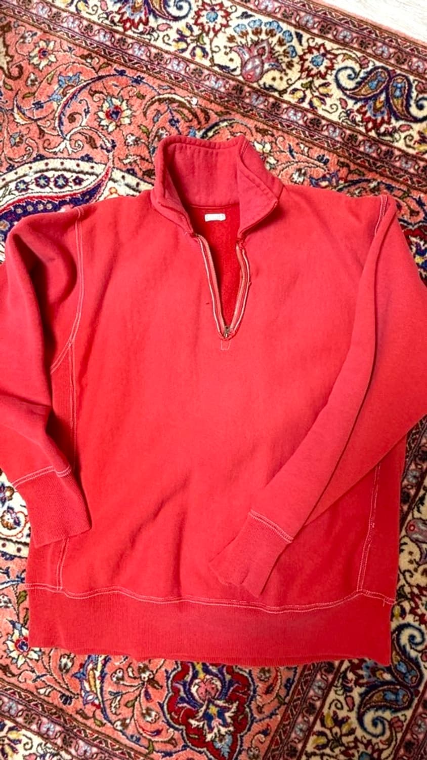 2) 아프레쎄 a.presse 23ss 빈티지 하프 집업 스웻 레드 상품이미지2