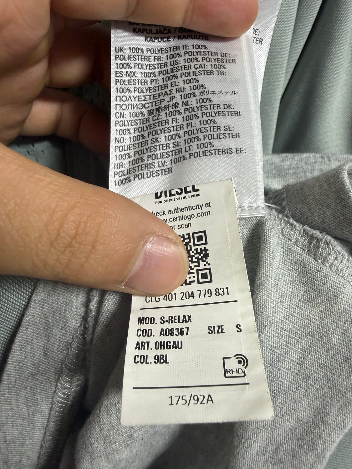 디젤 그레이 후드 집업 글렌 마틴스 상품이미지4