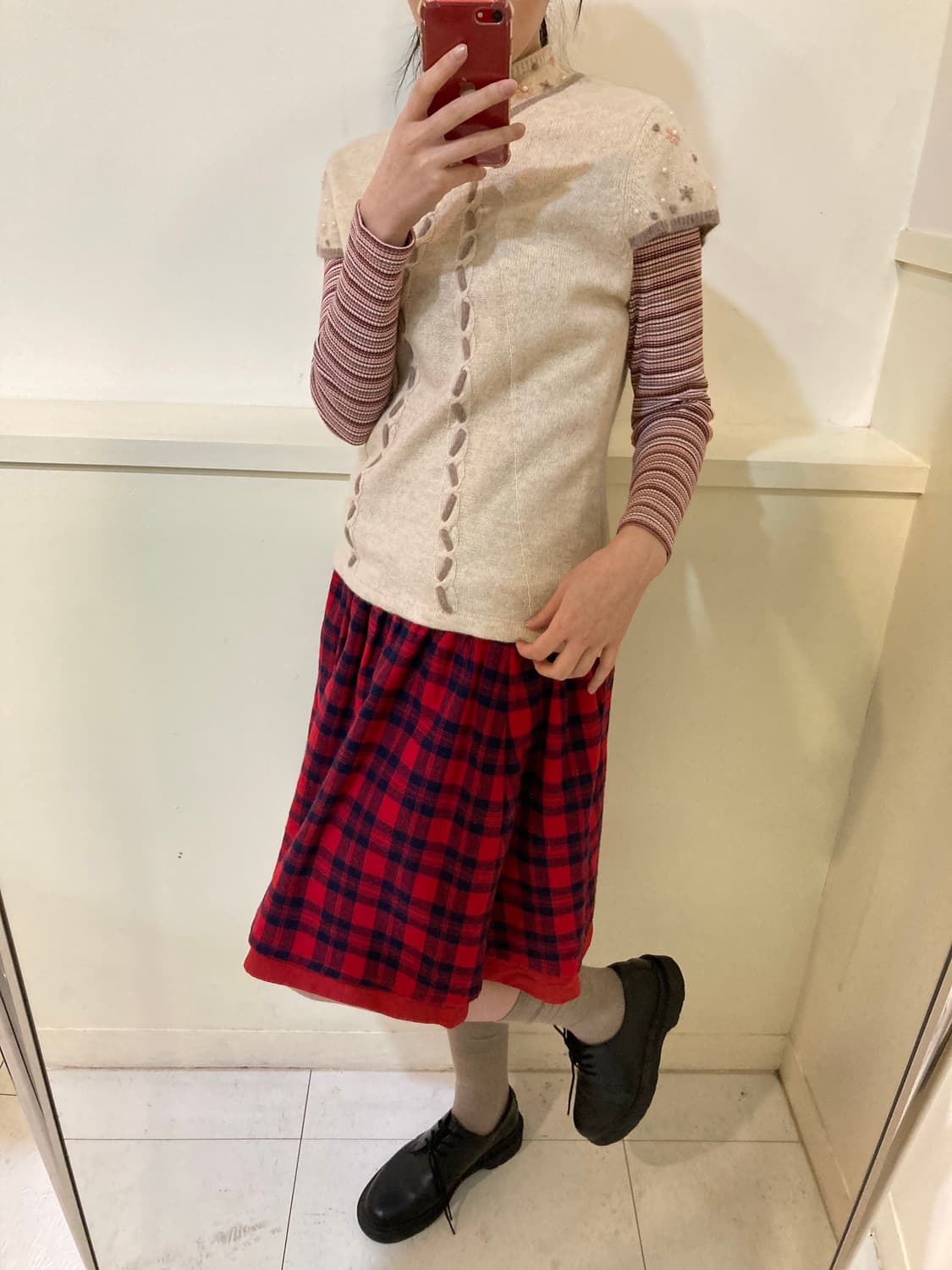 모리걸 진주디테일 캡소매 레이어드 니트 상품이미지10