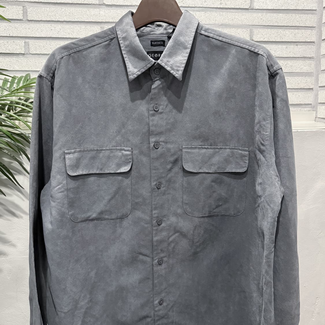 GEORGE 조지 컴포트핏 스웨이드셔츠 플랩포켓 디테일 그레이 상품이미지4
