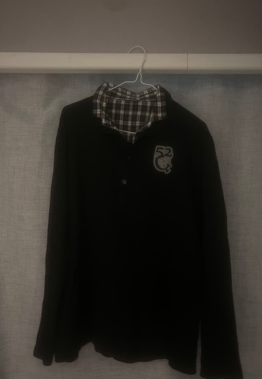 일본 빈티지 Y2K 레이어드 체크 카라티 셔츠 상품이미지1