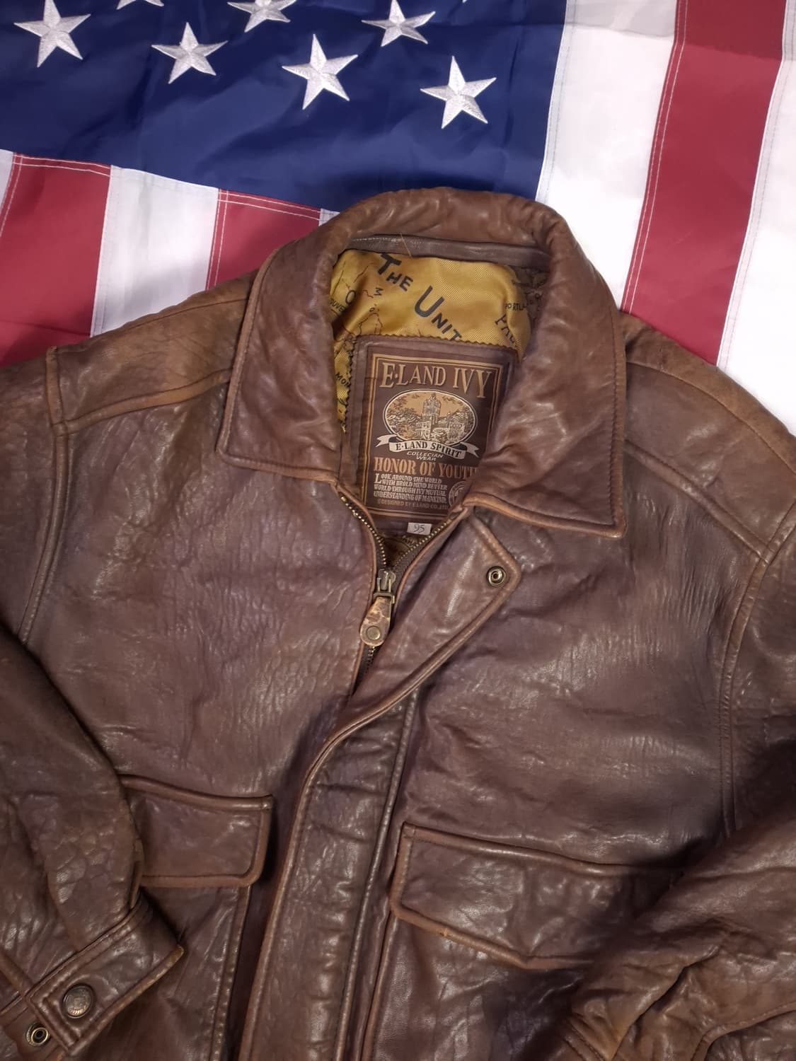 80's 국내산 빈티지 리얼레더 항공자켓 상품이미지2