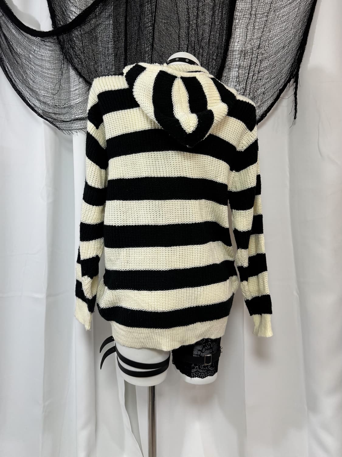 stripe knit hood zip up 상품이미지3