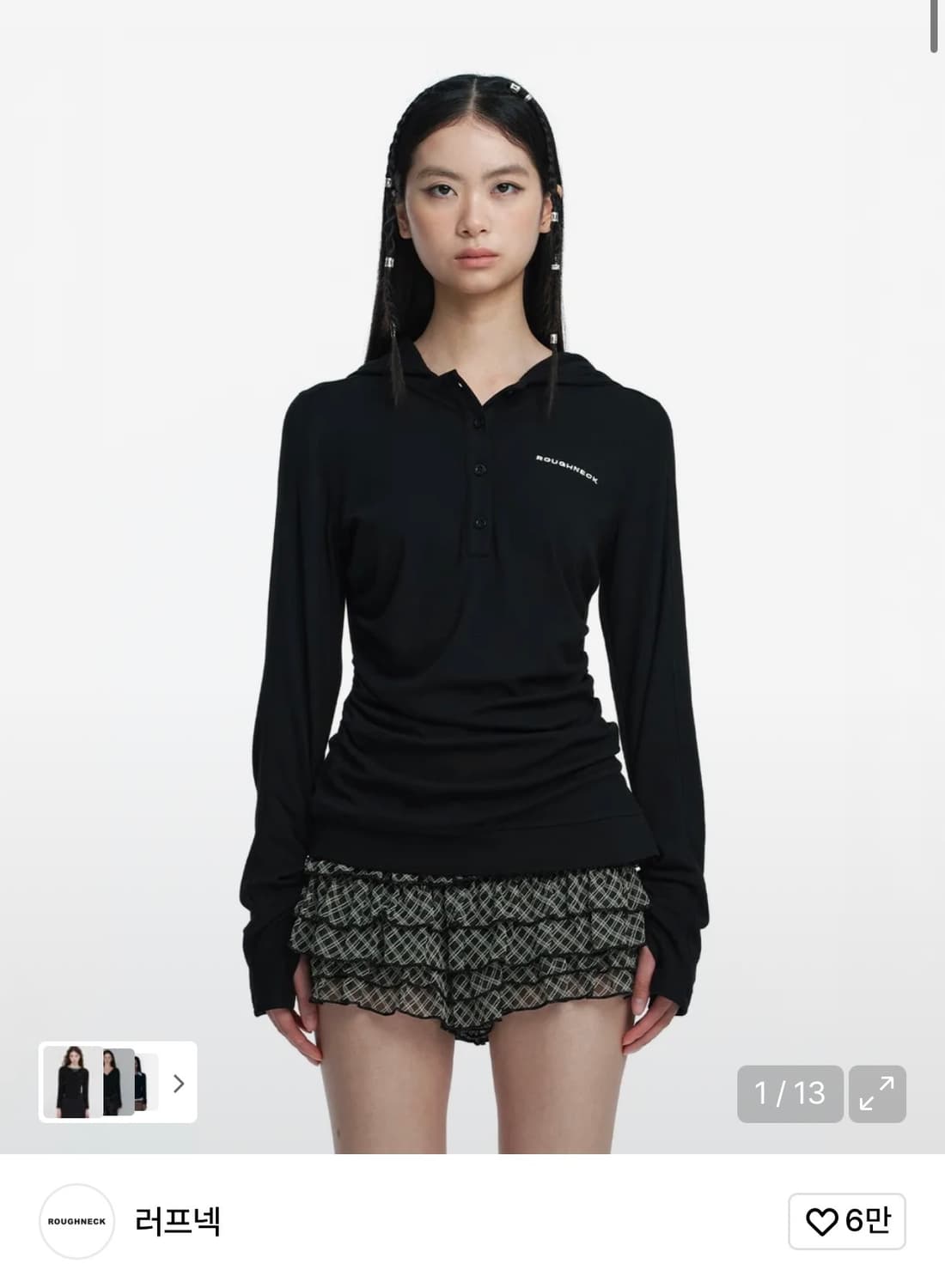 러프넥 헨리 후드 블랙 상품이미지1