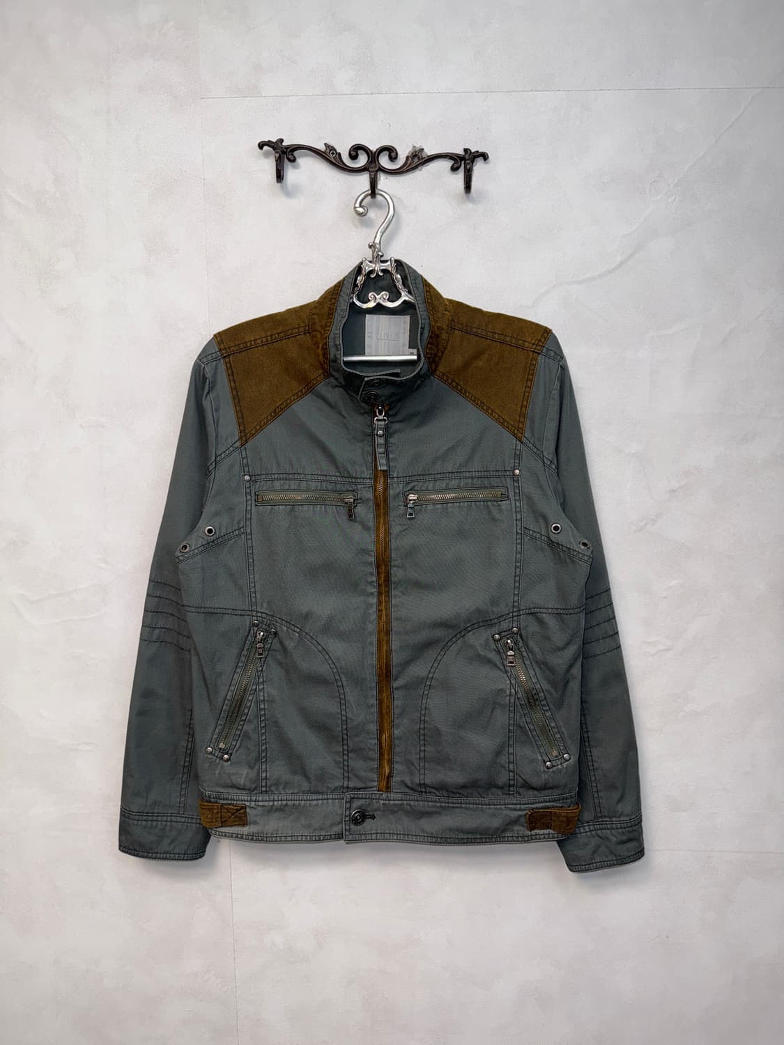 UGIZ khaki brown zipper detail biker jk 상품이미지1