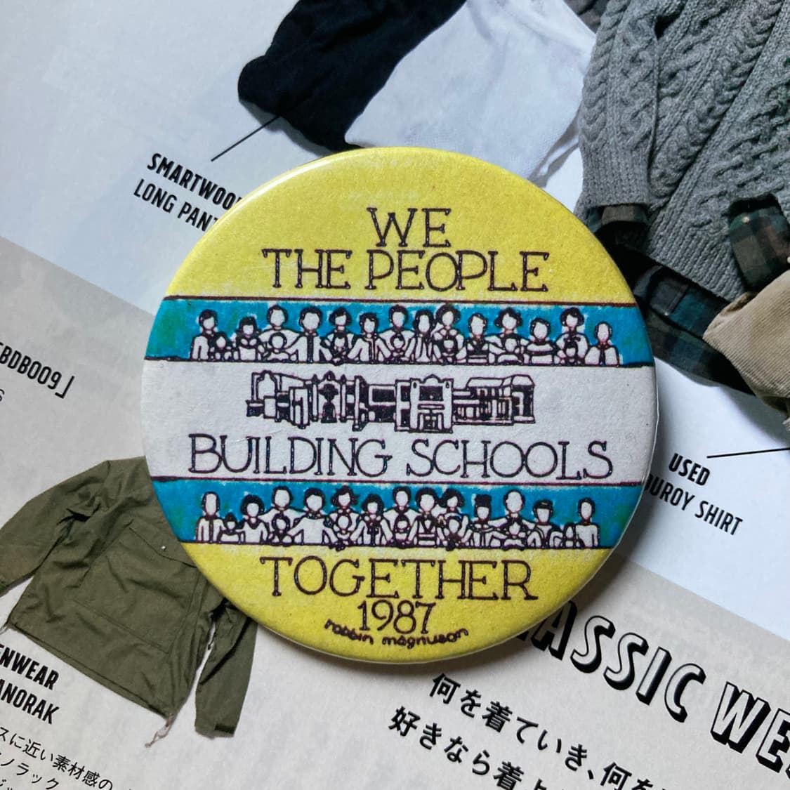 빈티지 people together 프린팅 핀 버튼 뱃지 브로치 악세사리 상품이미지1