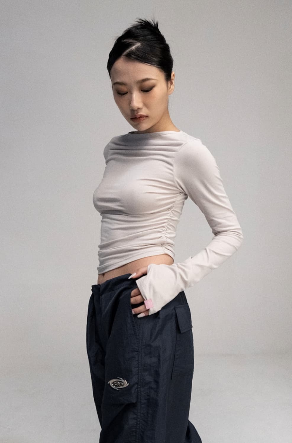 플리즈노팔로우 lisa drape top 드레이프탑 베이지 상품이미지1