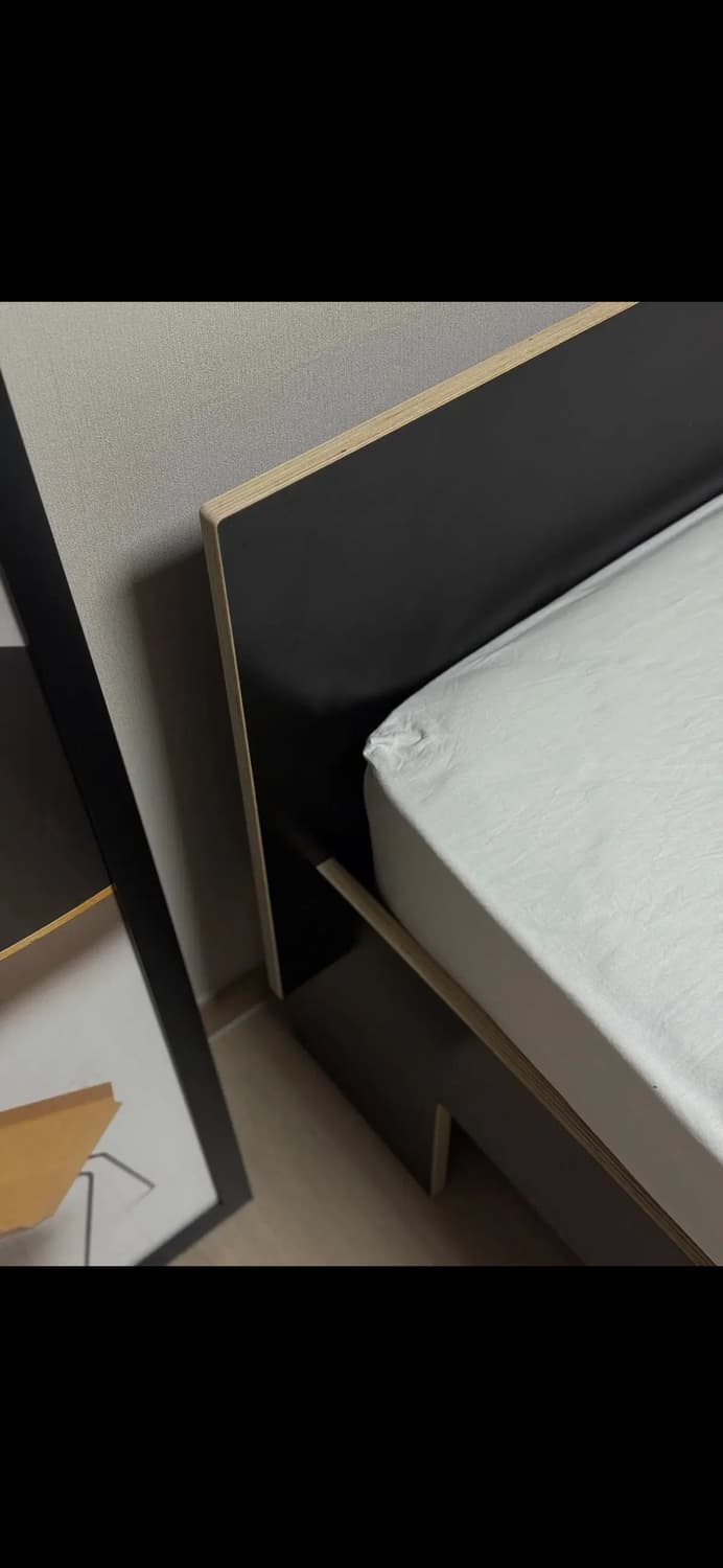 무어만 베드 프레임 헤드레스트 블랙 160X200  미드센츄리 상품이미지5