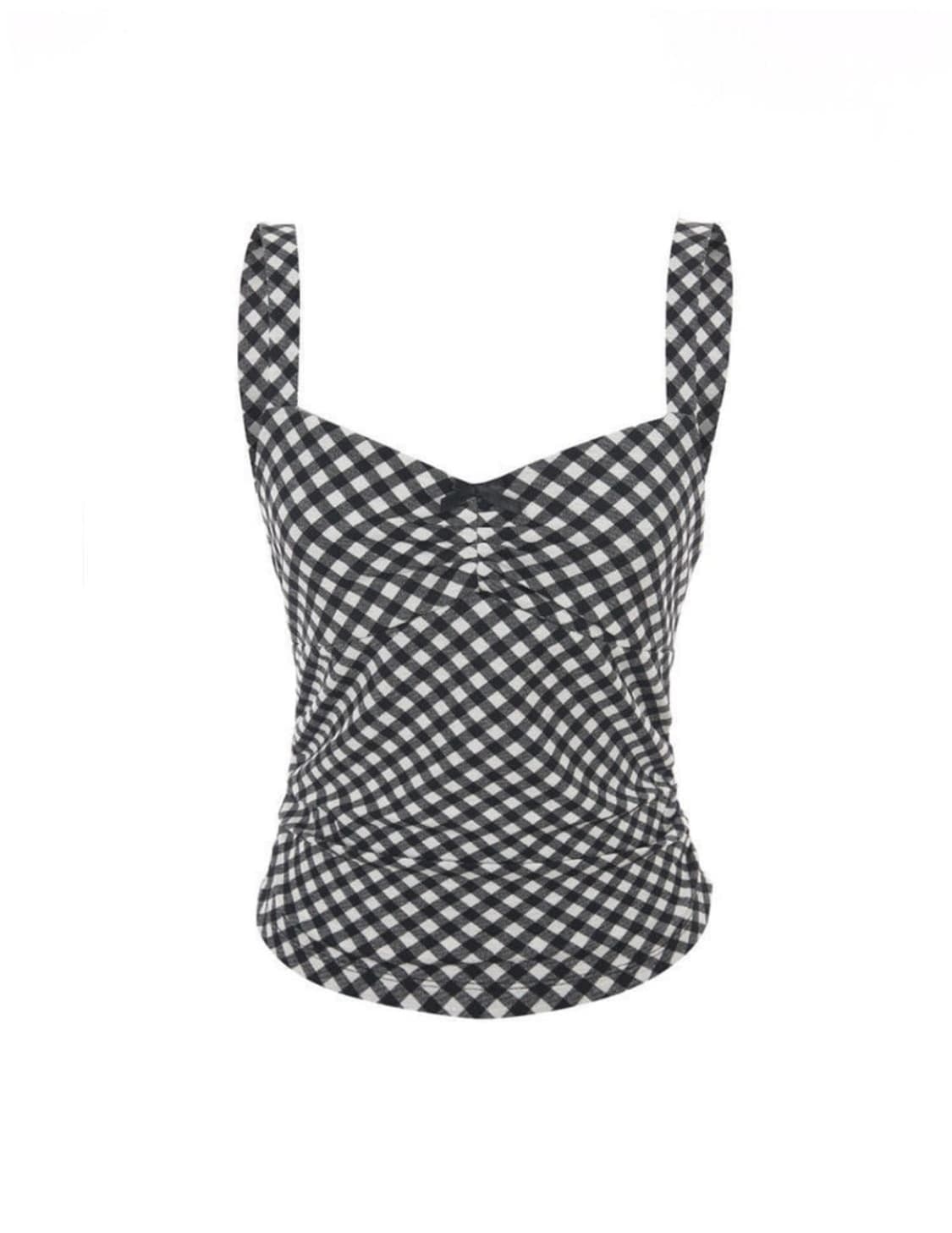 wsc archive check shirring top 상품이미지1