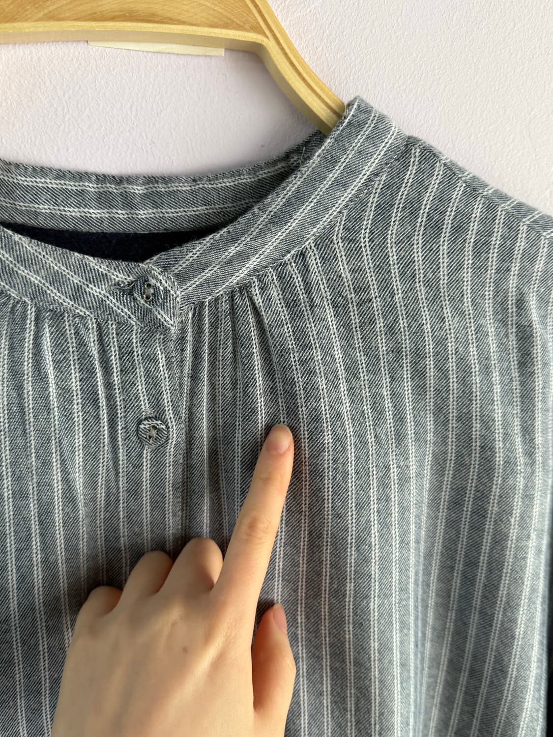 일본빈티지) 기모 스트라이프 블라우스 상품이미지5