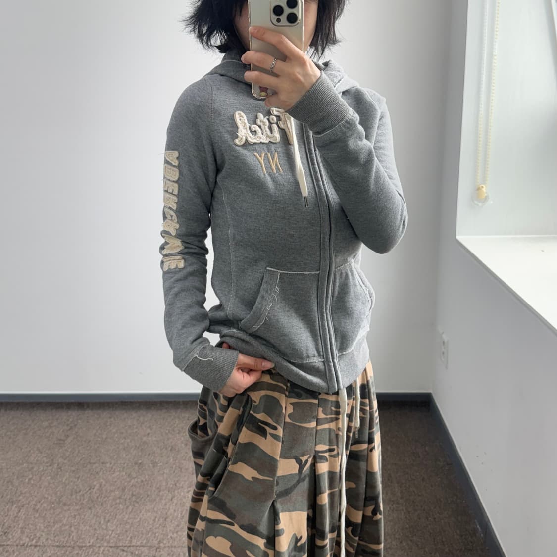 Abercrombie 아베크롬비 사이드로고 그레이 후드집업  상품이미지2