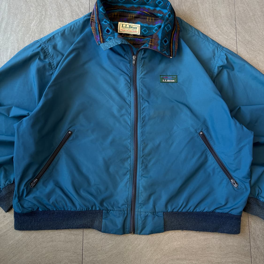 90년대 생산 엘엘빈 아즈텍 블루 쓰리시즌 자켓 상품이미지4